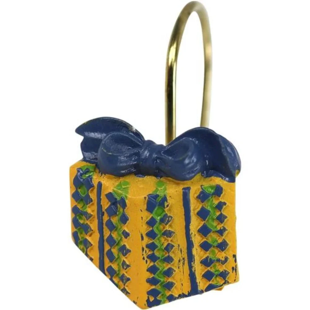 12 Pcs Rust Resistant Decorative Shower Curtain Hooks |  Hand-Painted Christmas